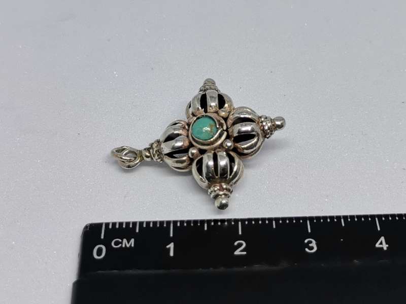 Silver Double Dorje Pendant