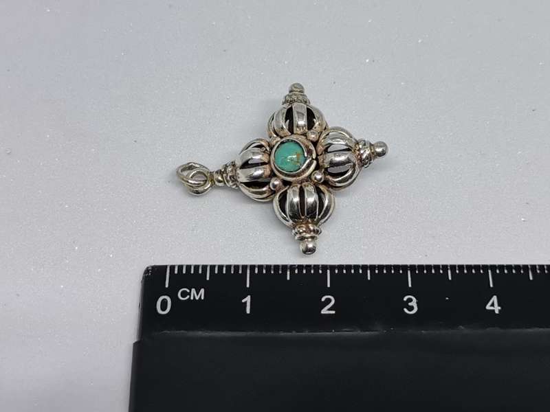 Silver Double Dorje Pendant