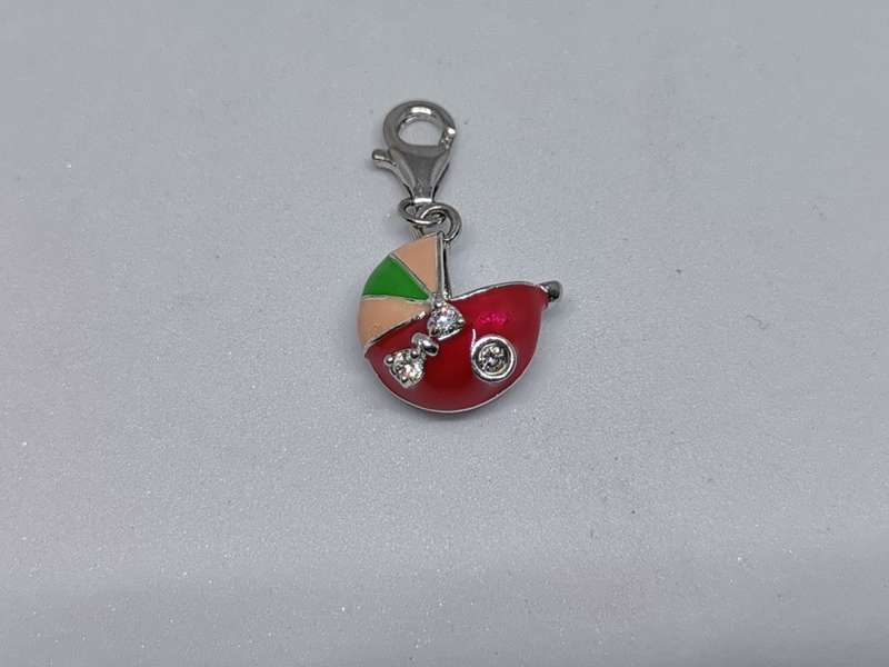 Silver Baby Carriage Charm