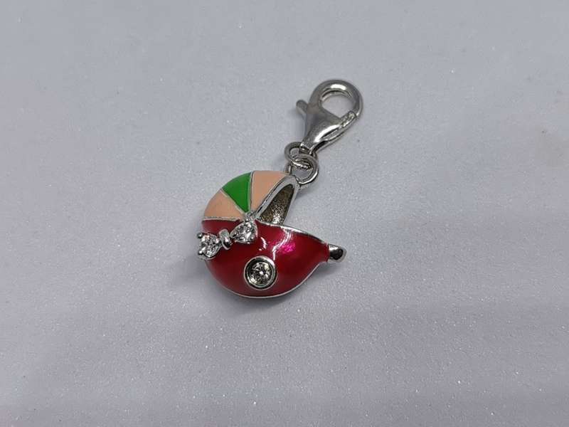 Silver Baby Carriage Charm