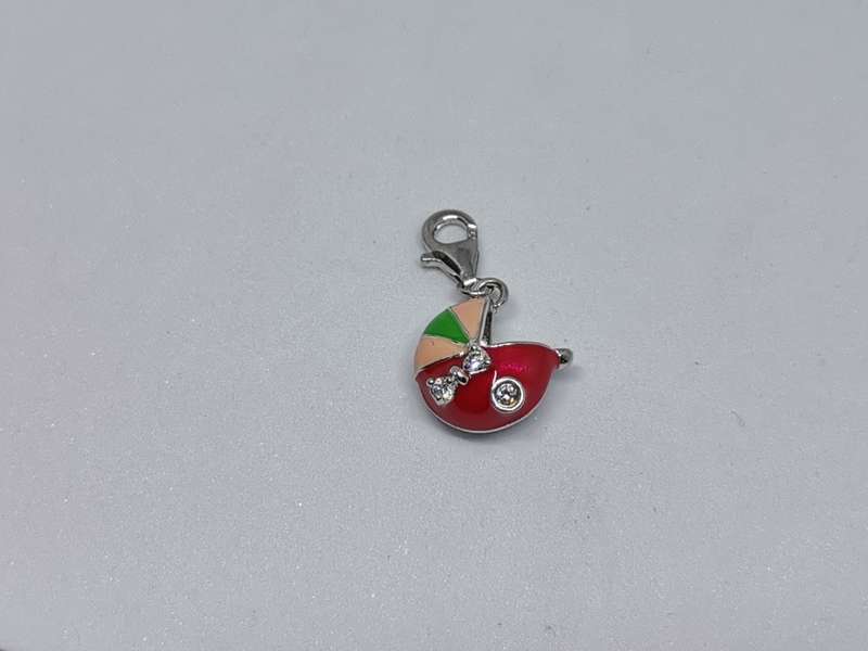 Silver Baby Carriage Charm