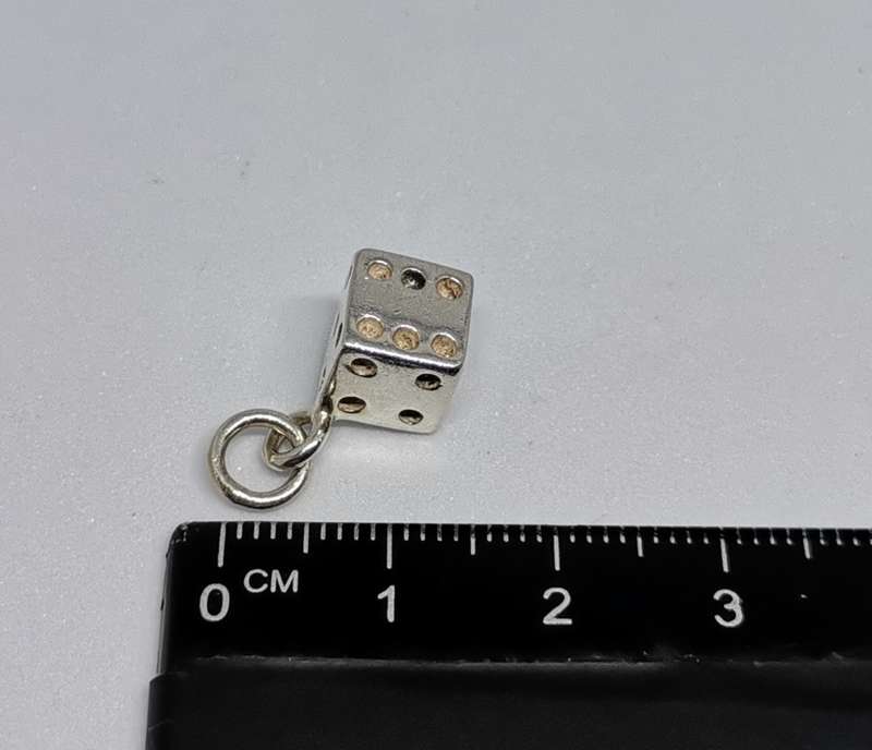 Silver Dice Charm
