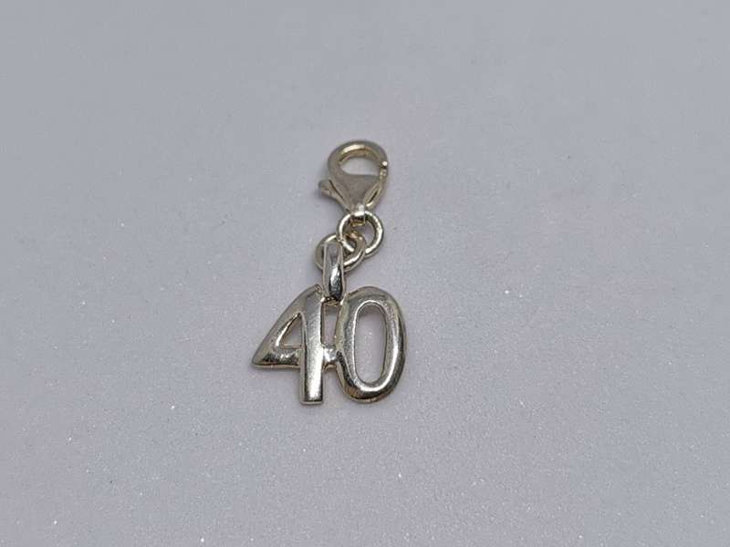 Silver 40 Birthday Charm