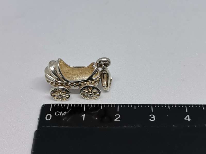 Silver Baby Carriage Charm
