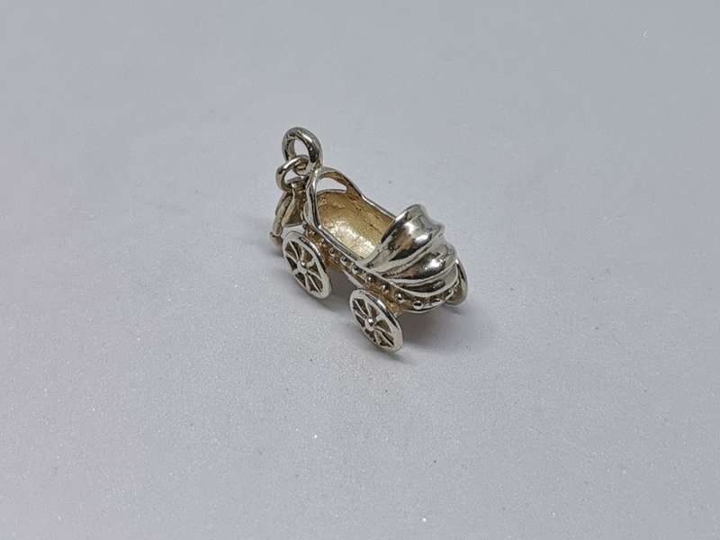 Silver Baby Carriage Charm