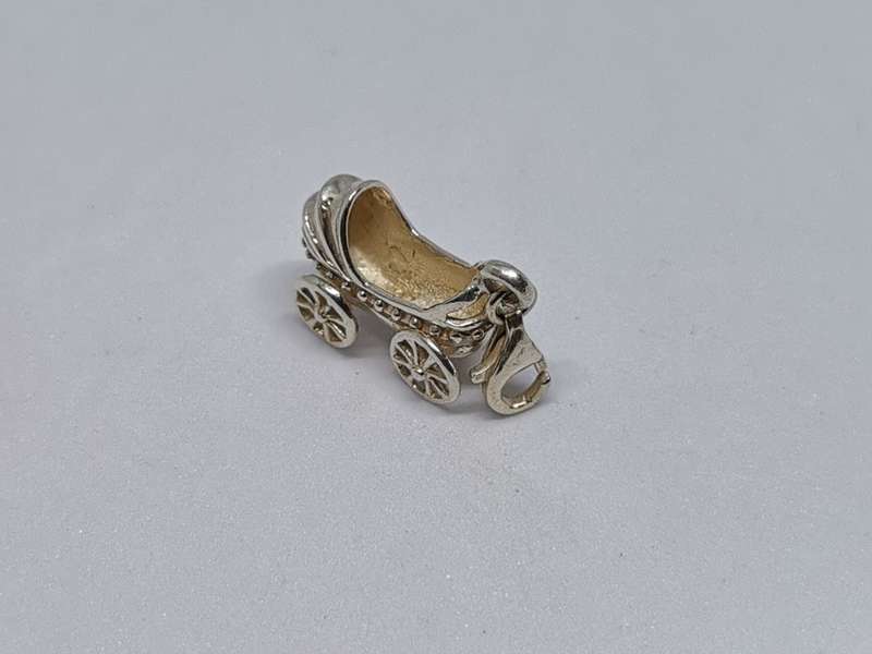 Silver Baby Carriage Charm