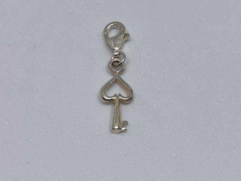 Silver Heart Key Charm