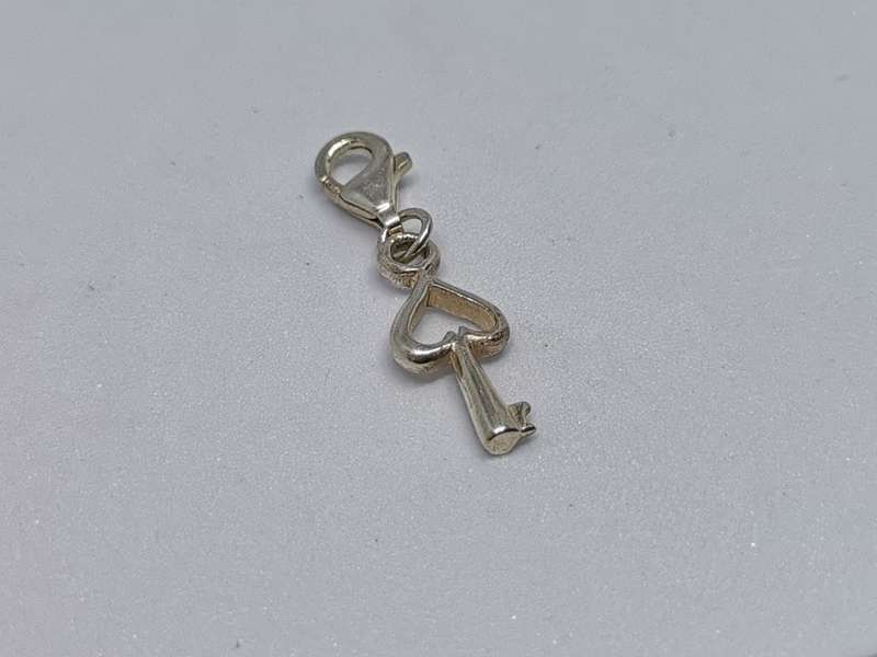 Silver Heart Key Charm