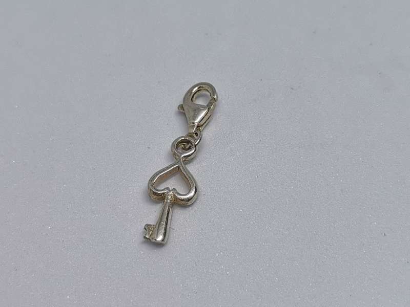 Silver Heart Key Charm