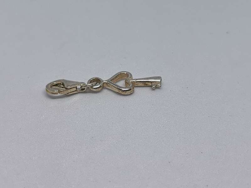Silver Heart Key Charm