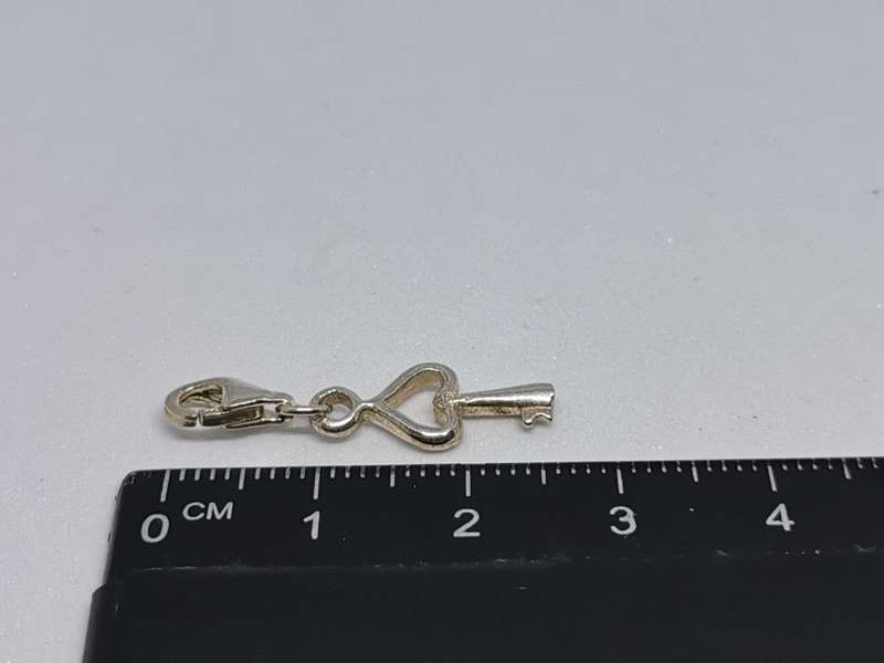 Silver Heart Key Charm