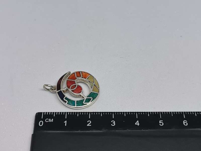 Silver Inka Calendar Spiral Pendant