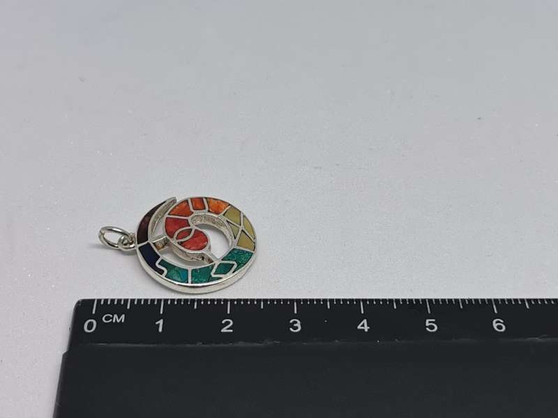Silver Inka Calendar Spiral Pendant
