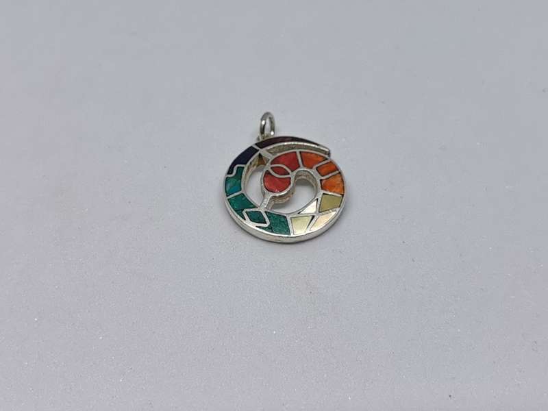 Silver Inka Calendar Spiral Pendant