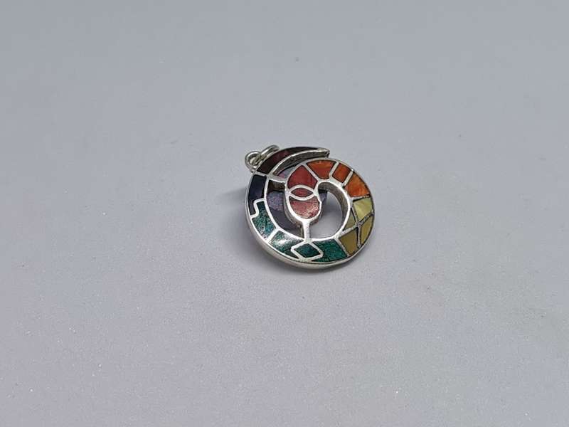 Silver Inka Calendar Spiral Pendant