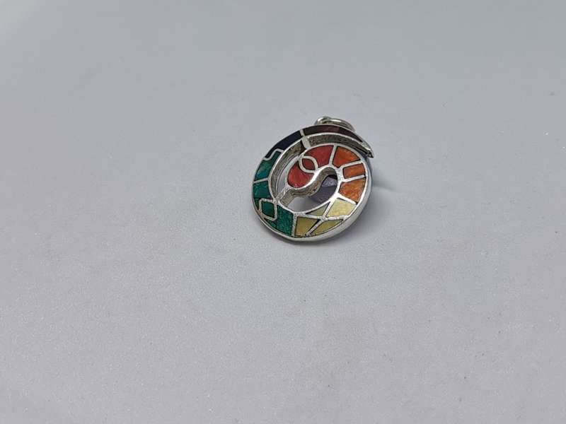 Silver Inka Calendar Spiral Pendant