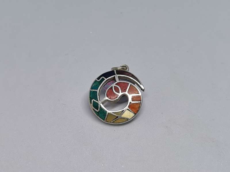 Silver Inka Calendar Spiral Pendant