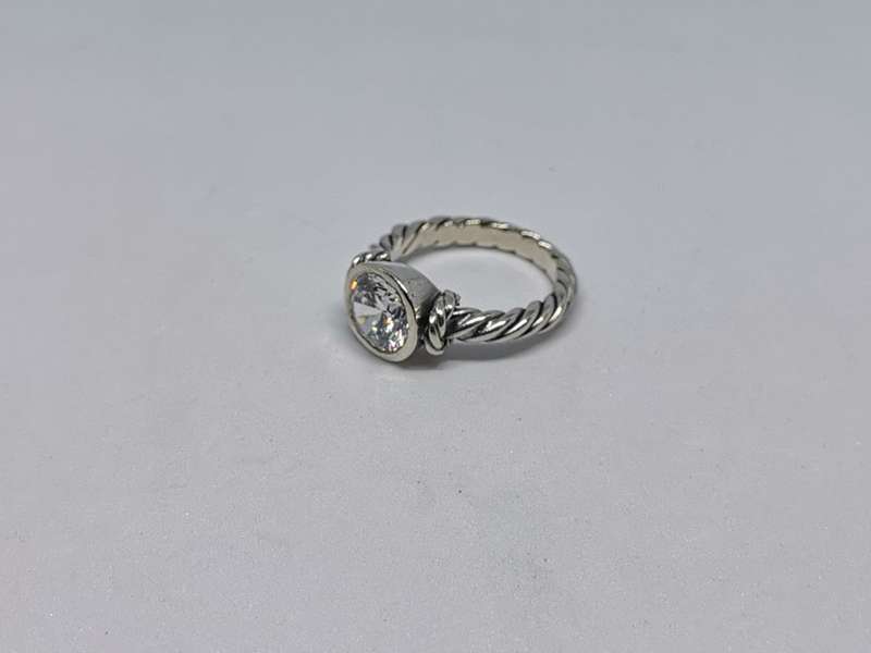 Silver Rope Solitaire Ring