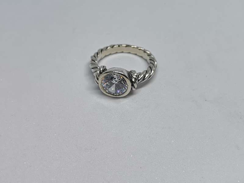Silver Rope Solitaire Ring