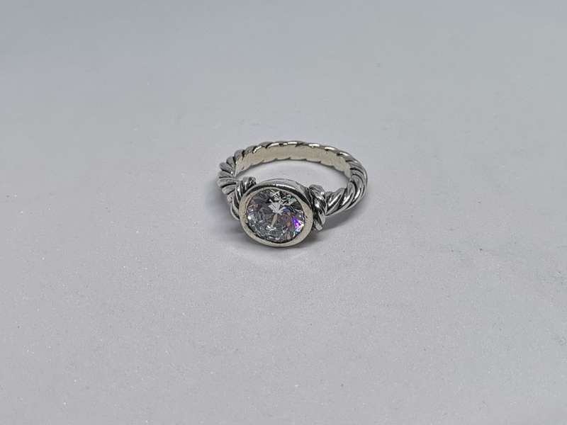 Silver Rope Solitaire Ring