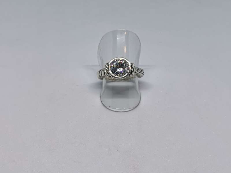 Silver Rope Solitaire Ring