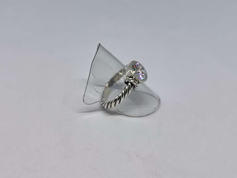 Silver Rope Solitaire Ring