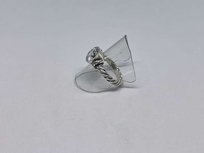 Silver Rope Solitaire Ring