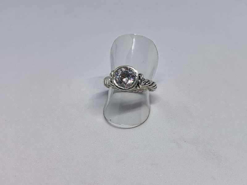 Silver Rope Solitaire Ring