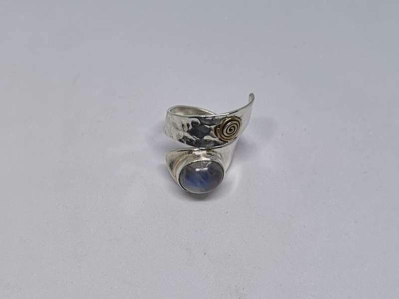 Unique Hammered Silver Moonstone Ring