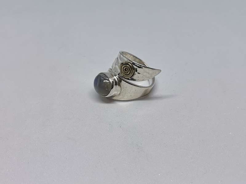 Unique Hammered Silver Moonstone Ring