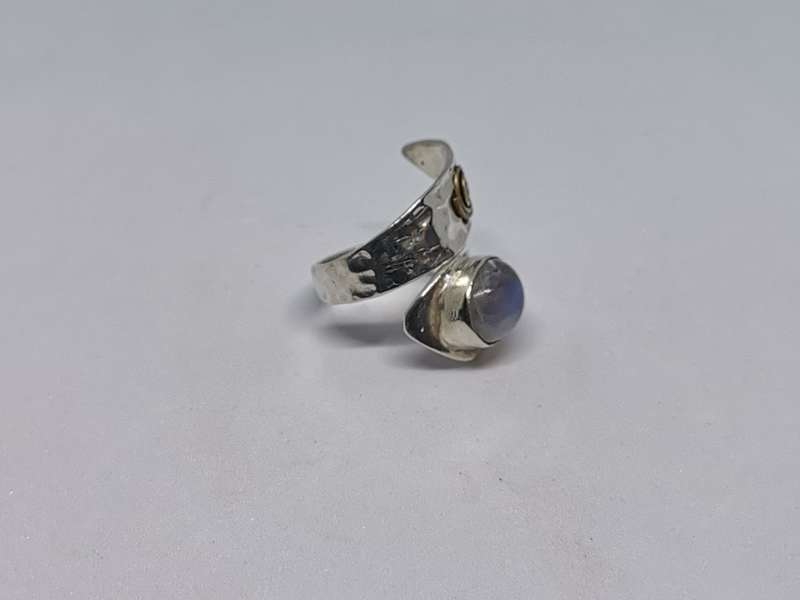 Unique Hammered Silver Moonstone Ring