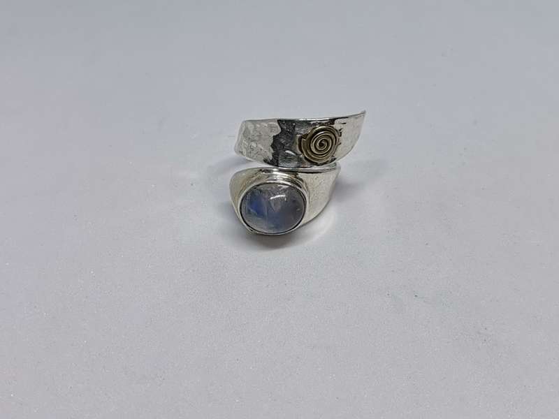 Unique Hammered Silver Moonstone Ring