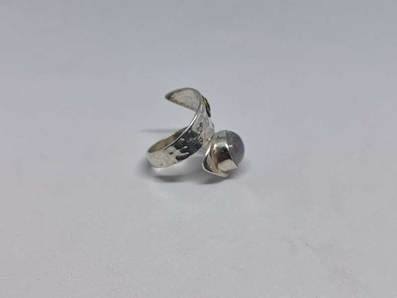 Unique Hammered Silver Moonstone Ring
