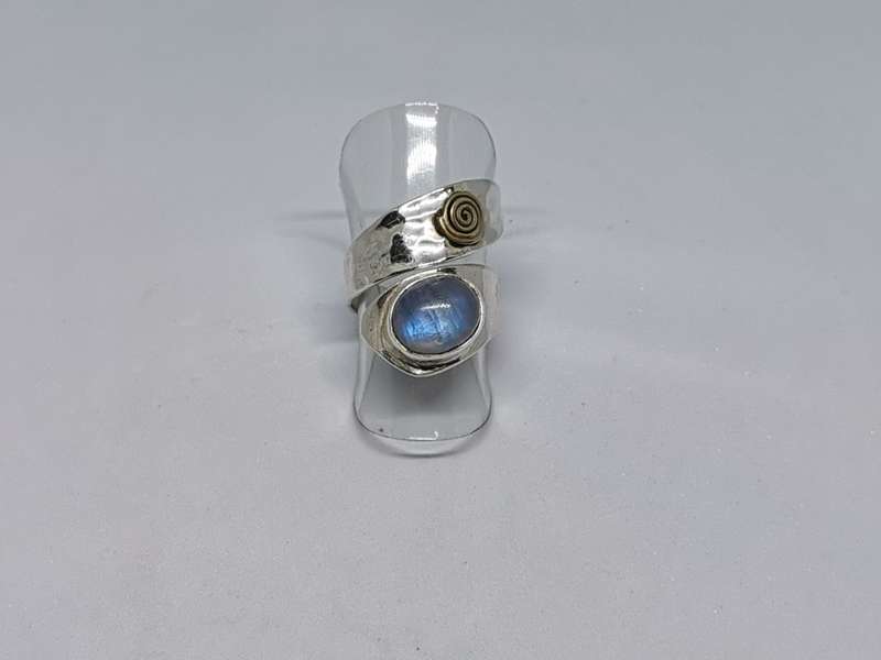 Unique Hammered Silver Moonstone Ring