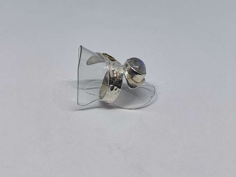 Unique Hammered Silver Moonstone Ring