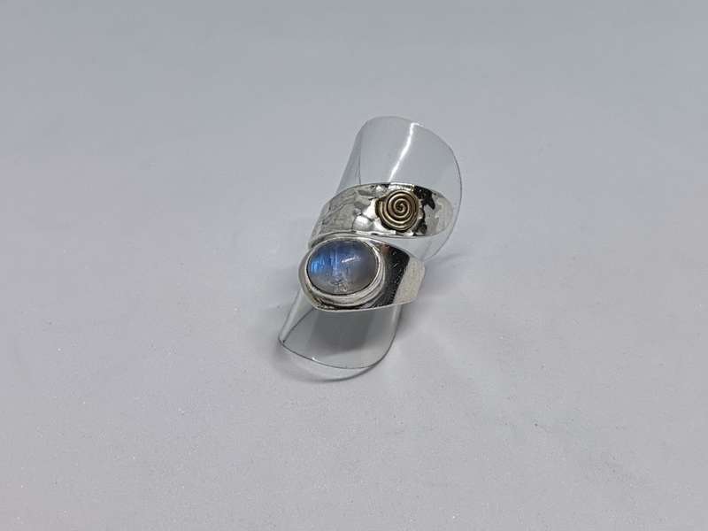 Unique Hammered Silver Moonstone Ring