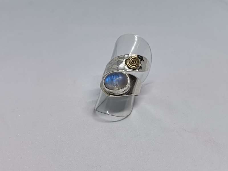 Unique Hammered Silver Moonstone Ring