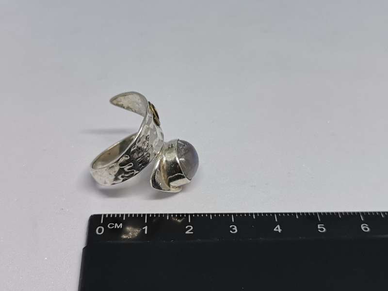 Unique Hammered Silver Moonstone Ring