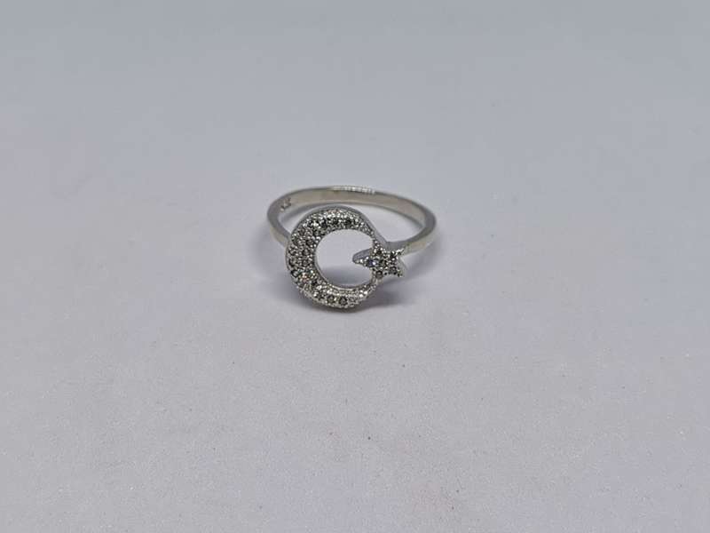 Silver Moon and Star Ring