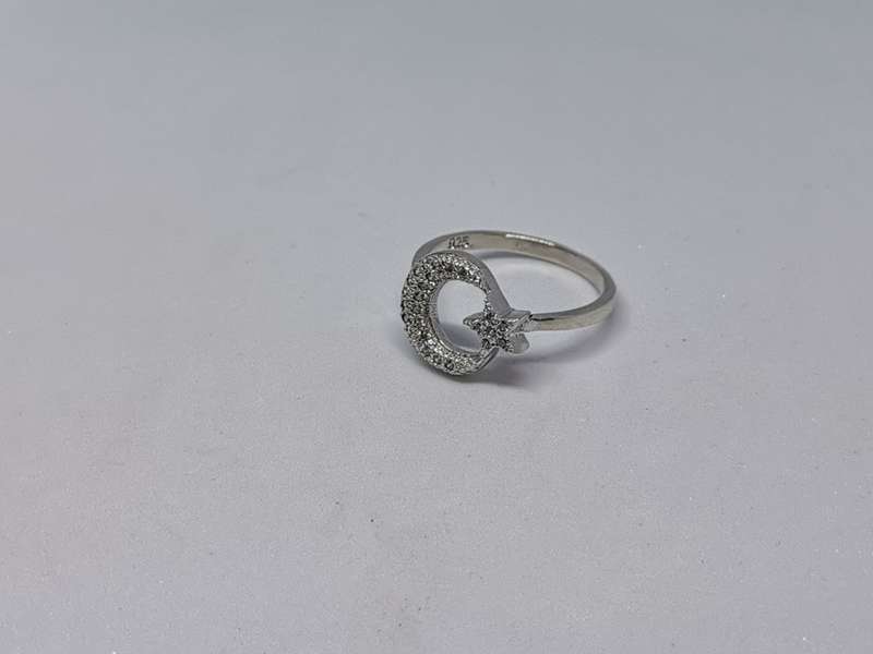 Silver Moon and Star Ring