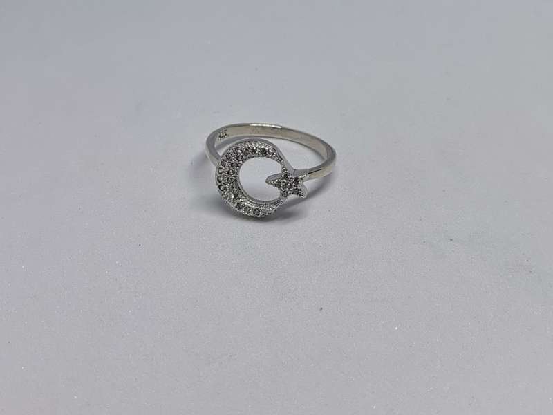 Silver Moon and Star Ring