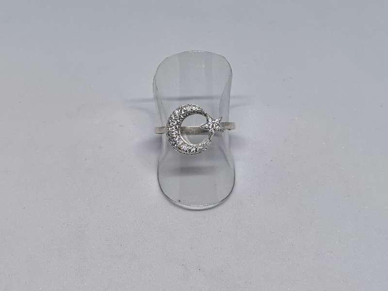 Silver Moon and Star Ring