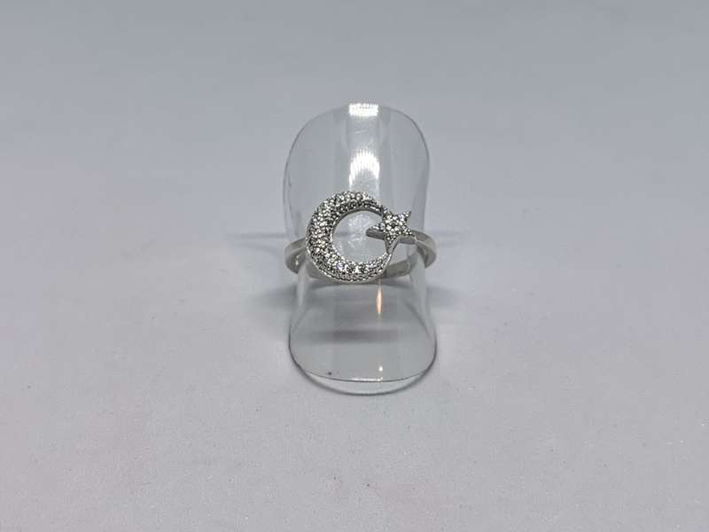 Silver Moon and Star Ring