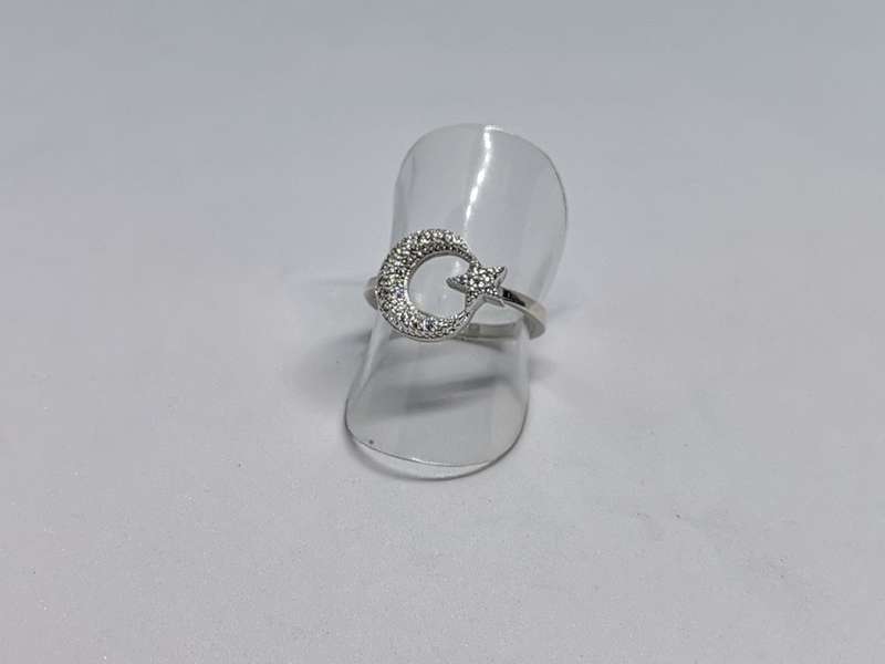 Silver Moon and Star Ring