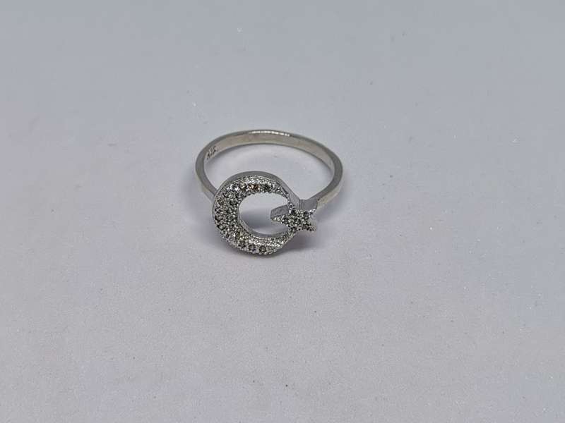 Silver Moon and Star Ring