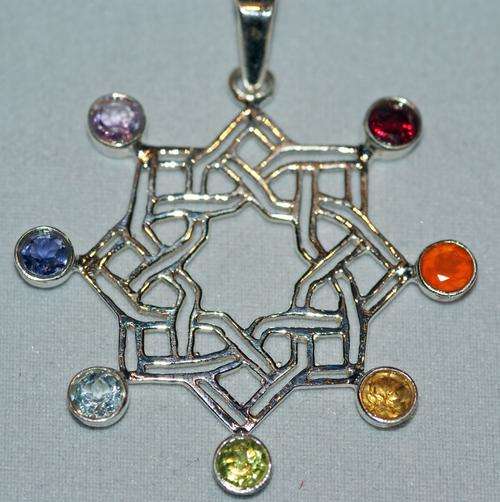 925 CHAKRA PENDANTS - 925 CHAKRA FACETED STONE PENTAGRAM PENDANT