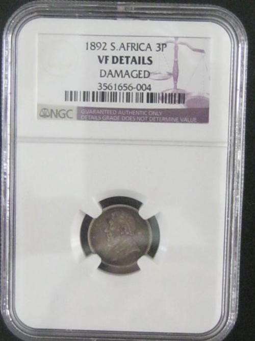 ** VF DET 1892 THREE PENCE 3d NGC GRADED**