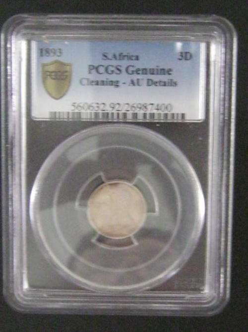 ** AU DET 1893 THREE PENCE 3d PCGS GRADED**
