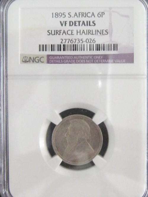 ** VF DET 1895 SIX PENCE 6d NGC GRADED**