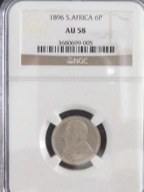 ** AU 58 1896 SIX PENCE 6d NGC GRADED**